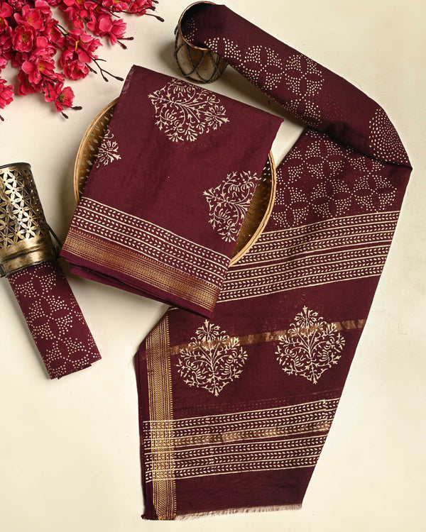 Premium Sanganeri Print Maheshwari Silk Suit Set CFMAHMA09