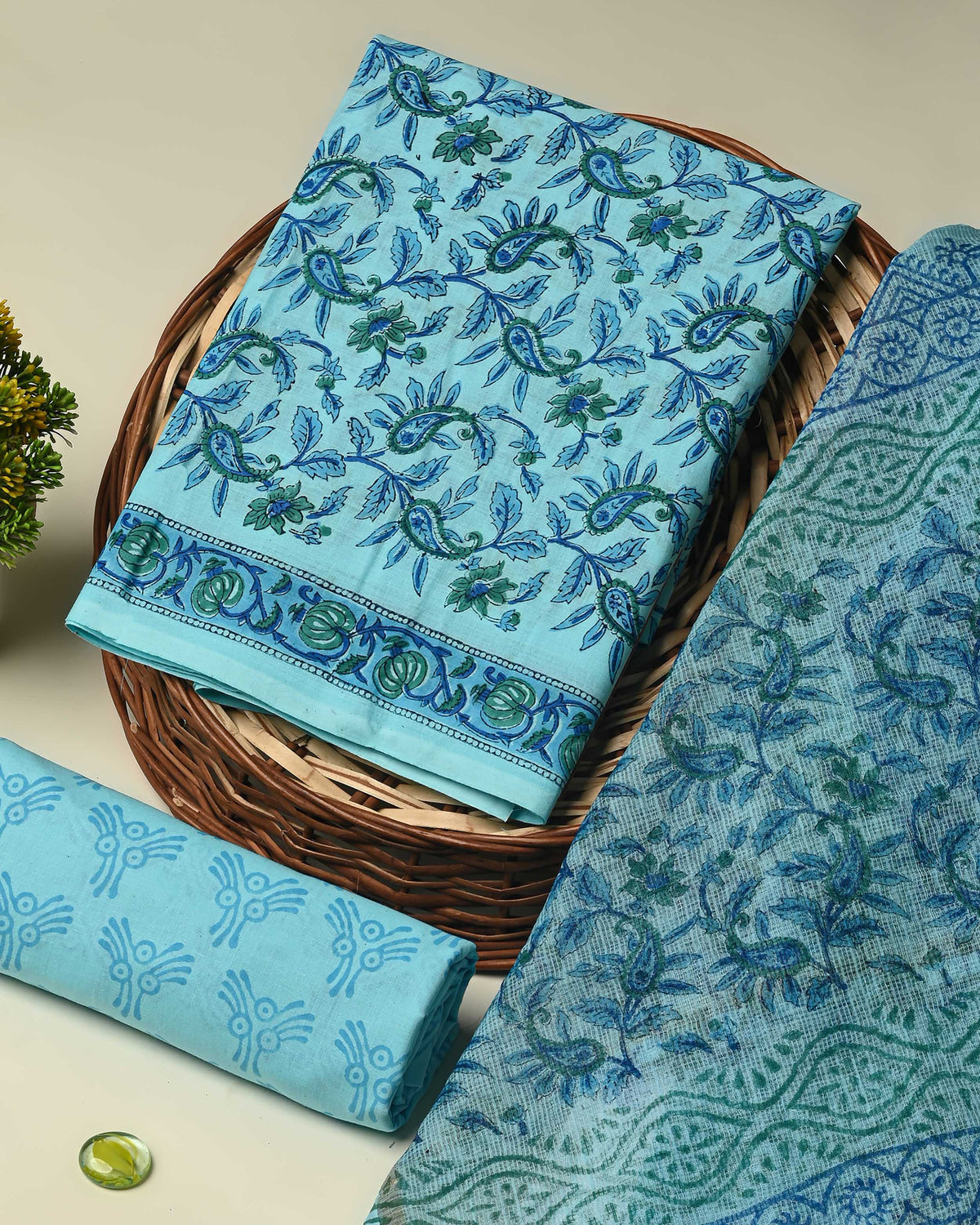 Premium Hand Block Printed Cotton Suit With Kota Doria Dupatta BSCOTKO39