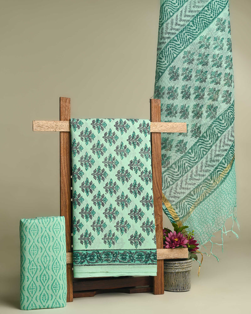Traditional Hand Block Print Cotton Sets With Kota Dupatta CFCOTKO19