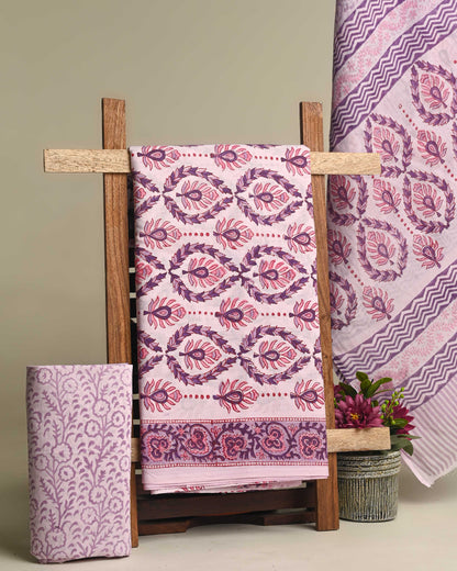 Trendy Pink Hand Block Printed Cotton Suit With Cotton Dupatta (BSCOTMU11)