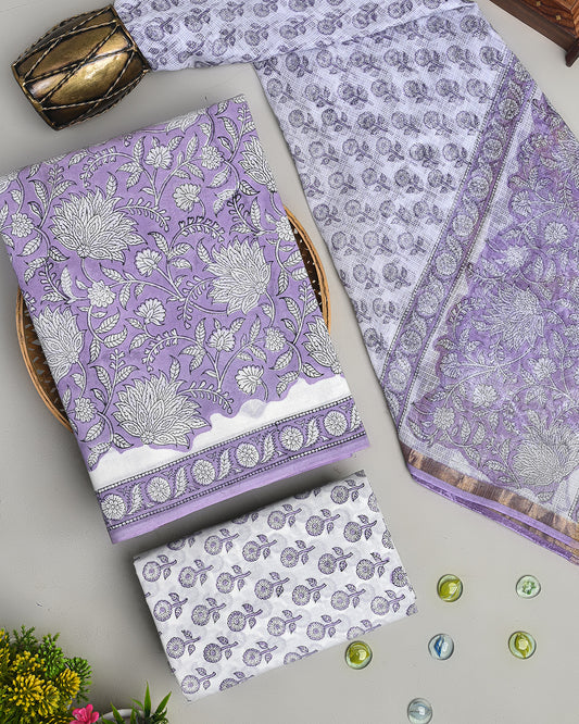 Exclusive Hand Block Print Cotton Suit With Kota Dupatta BSCOTKO53