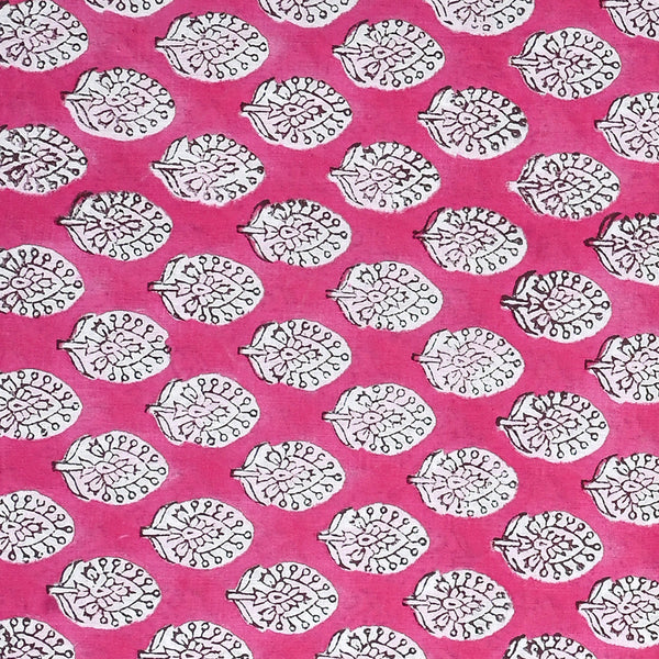 Exclusive Pink Booti  Hand Block Print Cotton Suit With Kota Dupatta CFCOTKO25