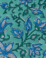 New Blue  Floral Hand Block Print Cotton Suit Sets With Cotton Dupatta  CFCOTMU40