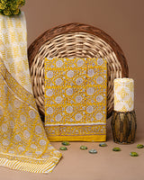 New Sanganeri Rapid Printed Cotton Suit With Chiffon Dupatta CFCOTCH30