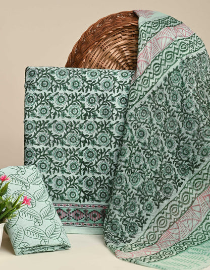 Premium Sanganeri Print Cotton Suit With Chiffon Dupatta (BSCOTCH44)