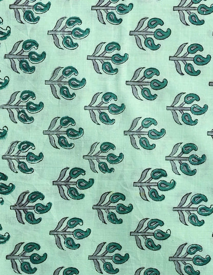 Exclusive Floral Hand Block Print Cotton Suit With Chiffon Dupatta (BSCOTCH43)