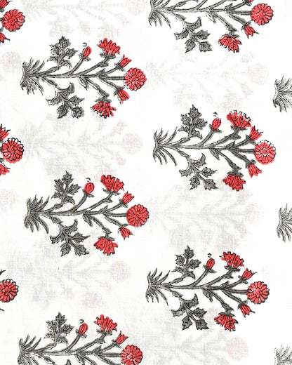 Exclusive White Pigment Hand Block Cotton Suit With Cotton Dupatta(BSCOTMU03)