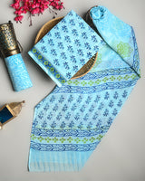 Exclusive Blue Cotton Suit Sets With Cotton Dupatta  CFCOTMU36