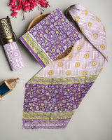 Exclusive Purple Floral Sanganeri Hand Block Print Cotton Suit Sets With Cotton Dupatta CFCOTMU24