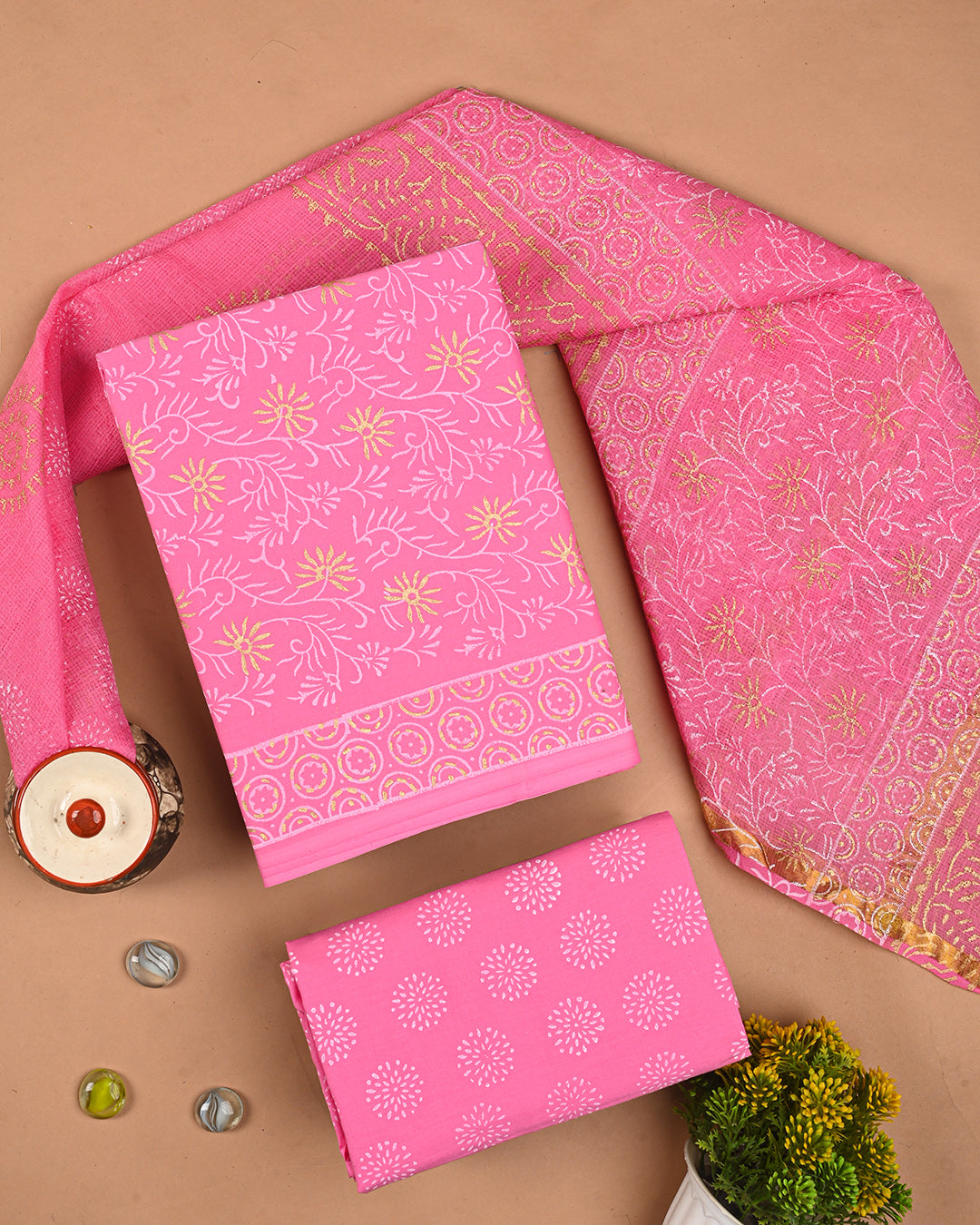 Traditional Hand Block Print Cotton Sets With Kota Dupatta CFCOTKO65