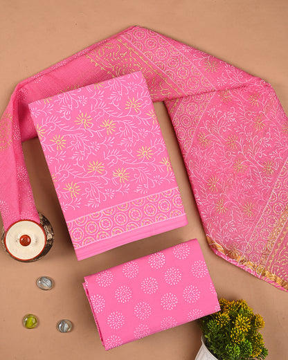 Traditional Hand Block Print Cotton Sets With Kota Dupatta CFCOTKO65