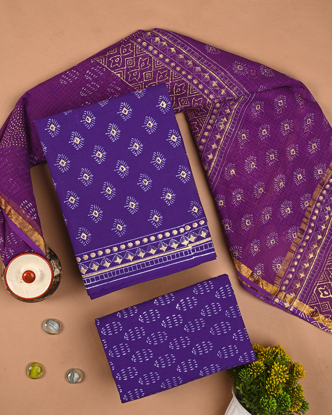 Traditional Hand Block Print Cotton Sets With Kota Dupatta CFCOTKO71