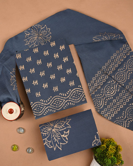 New Exclusive Gold print Cotton Suit With Cotton Dupatta (BSCOTMU59)