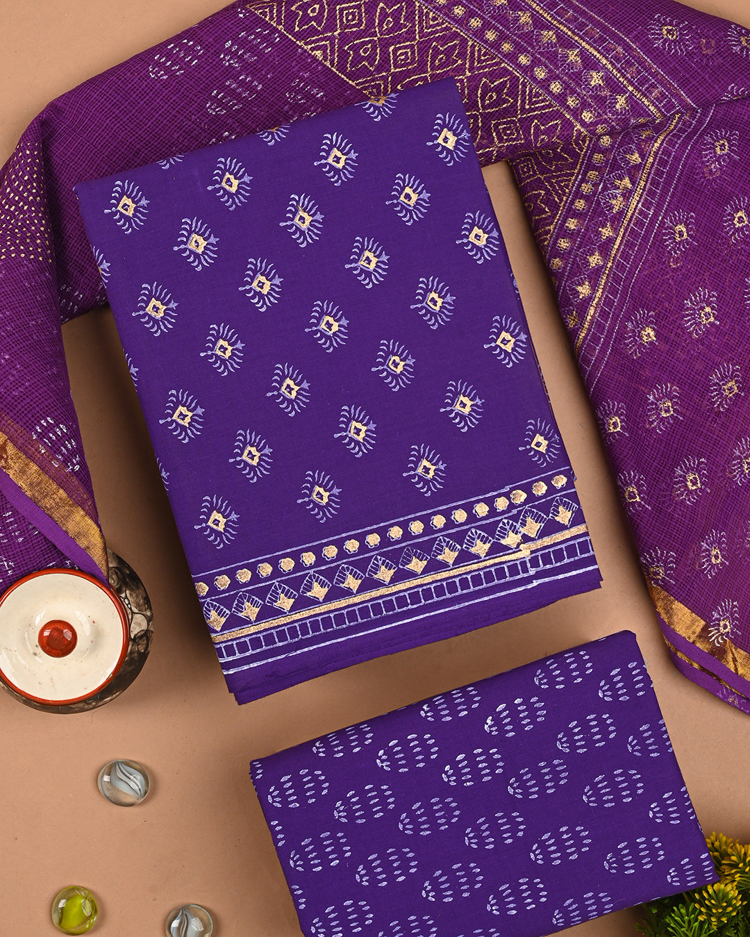 Traditional Hand Block Print Cotton Sets With Kota Dupatta CFCOTKO71