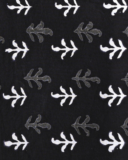 Black & White Hand Block Printed Cotton Suit With Cotton Dupatta(BSCOTMU18)