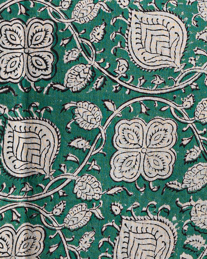 Classic Green Hand Block Printed Cotton Suit With Cotton Dupatta (BSCOTMU04)