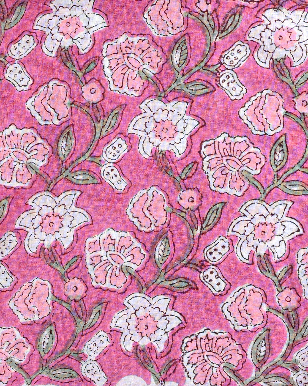 Premium Pink With White Floral Sanganeri Print Cotton Suit With Chiffon Dupatta (BSCOTCH31)