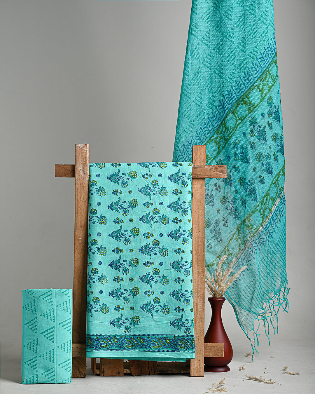 Exclusive Hand Block Print Cotton Suit With Kota Doria Dupatta(BSCOTKO10)