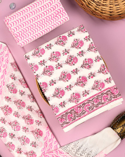 Elegant Sanganeri Printed  Cotton Suit With Cotton Dupatta (BSCOTMU76)