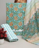 New Exclusive Sanganeri Rapid Printed Cotton Suit With Chiffon Dupatta CFCOTCH23