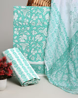 New Premium Sanganeri  Rapid Printed Cotton Suit With Chiffon Dupatta CFCOTCH29