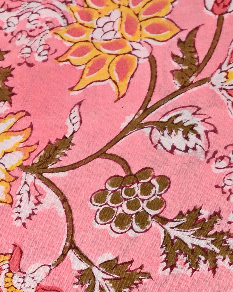 Pink  Sanganeri Hand Block Print Cotton Suit Sets With Cotton Dupatta CFCOTMU34