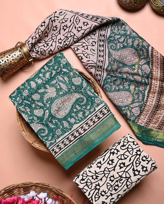 Premium Bagru Print Maheshwari Silk Suit Set (BSMAHMA75)