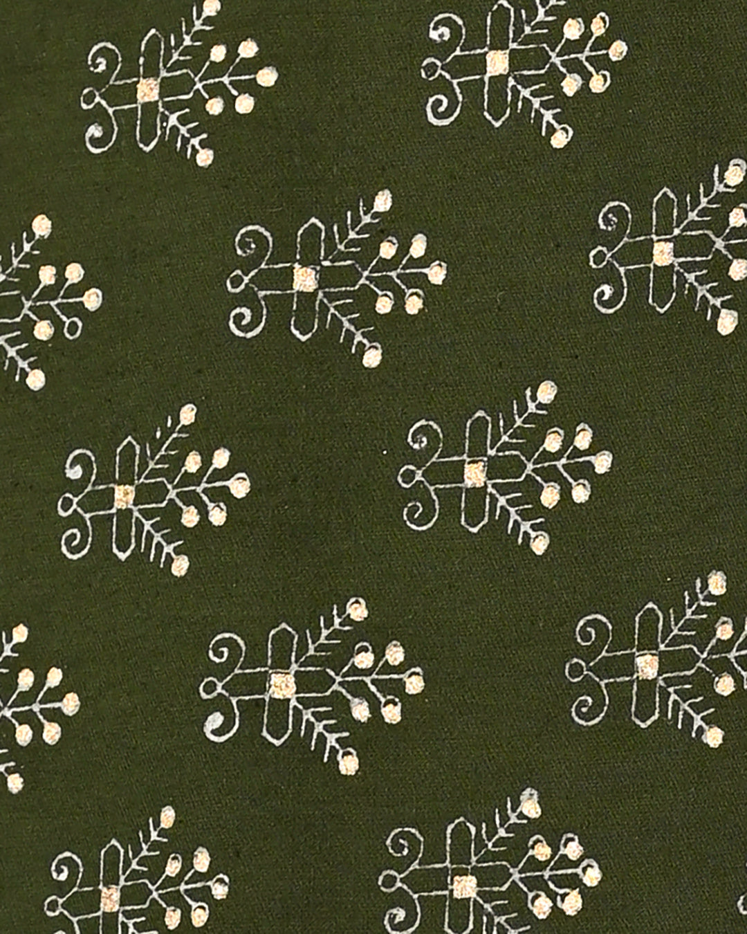 Exclusive Green Hand Block Printed Cotton Suit With Organza Dupatta (BSCOD45)