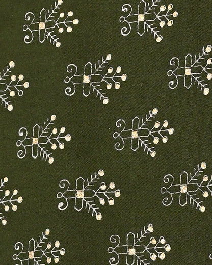Exclusive Green Hand Block Printed Cotton Suit With Organza Dupatta (BSCOD45)