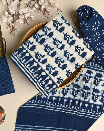 Traditional Dabu Printed  Cotton Suit With Cotton Dupatta (BSCOTMU09)