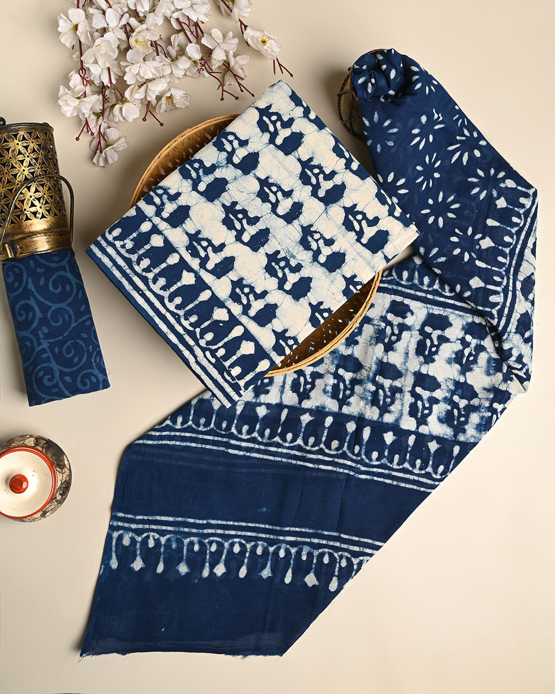 Traditional Dabu Printed  Cotton Suit With Cotton Dupatta (BSCOTMU09)