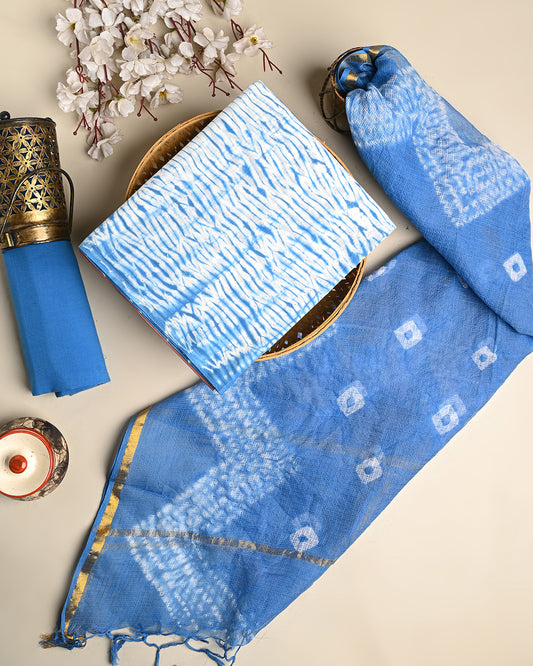 Premium Tie and Dye print Cotton Suit With Kota Doria Dupatta (BSCOTKO116)