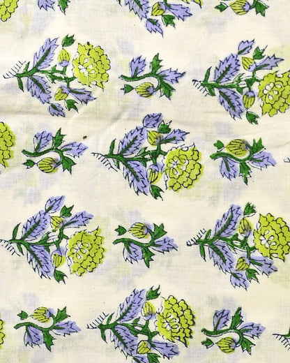 Premium Green Hand Block Sanganeri Print Cotton Suit With Chiffon Dupatta (BSCOTCH20)