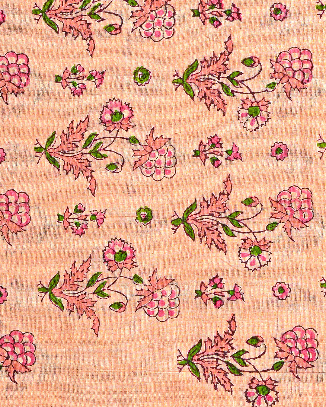 Premium Peach Hand Block Printed Cotton Suit With Cotton Dupatta (BSCOTMU16)