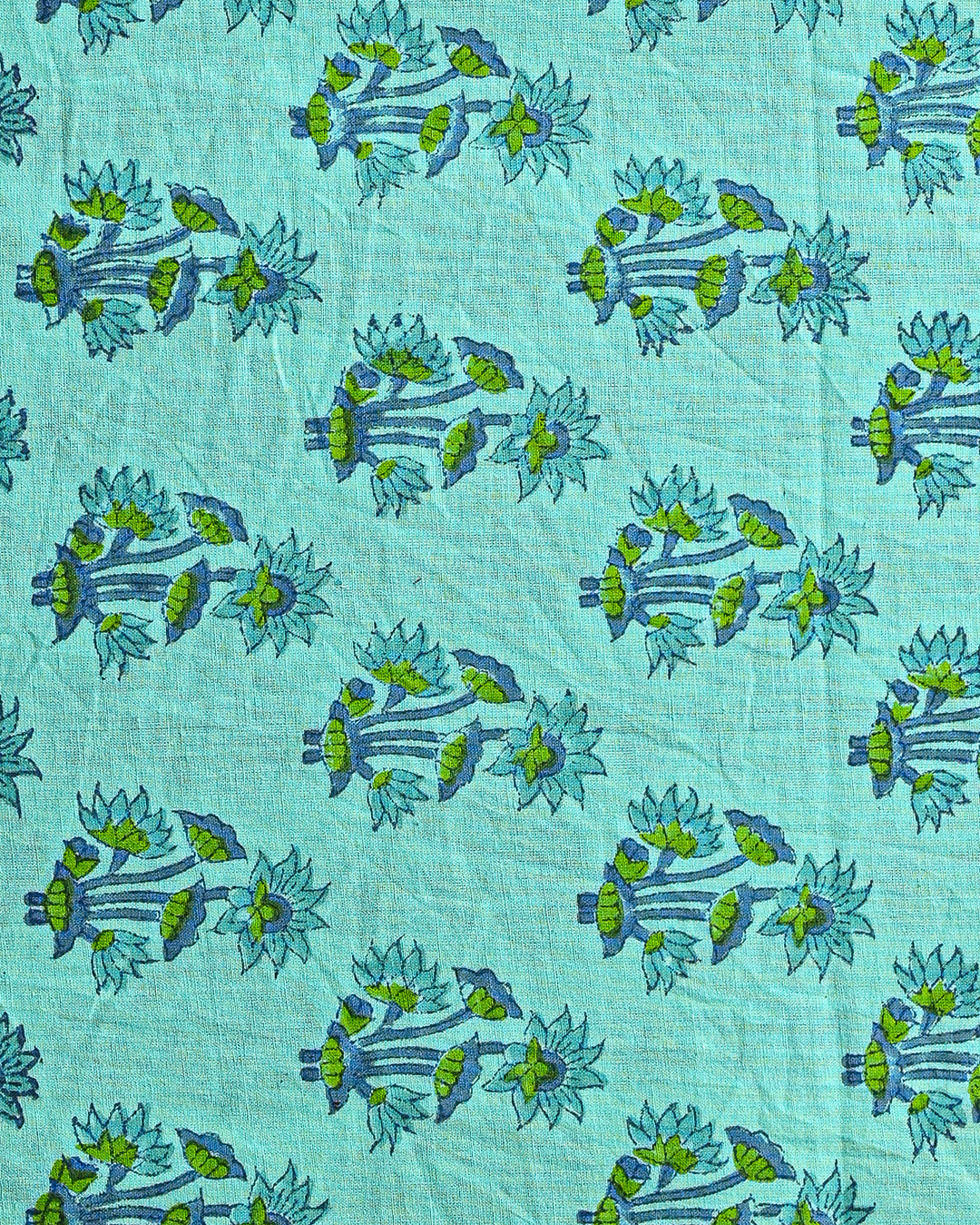 Premium Blue Hand Block Printed Cotton Suit With Cotton Dupatta (BSCOTMU05)