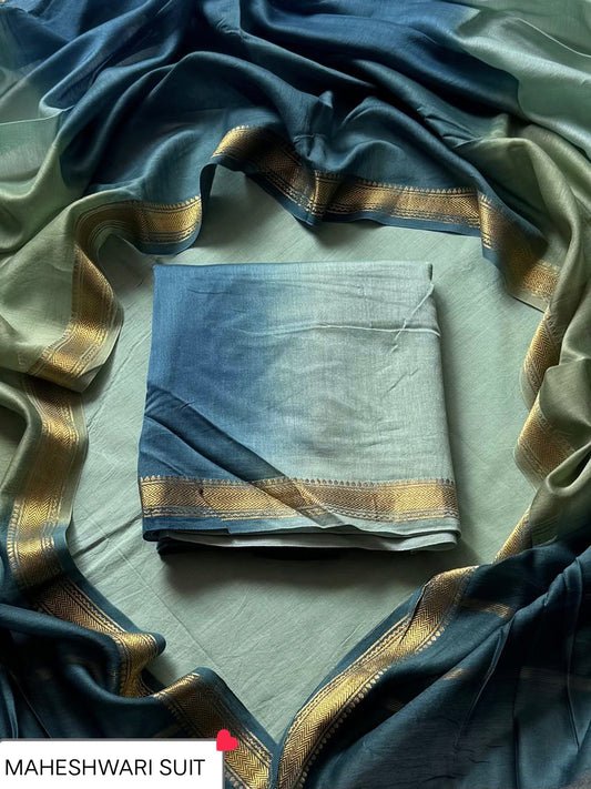 Exclusive Tie And Dye Print Maheshwari Unstitched Silk Suit (BSMAHMA116)