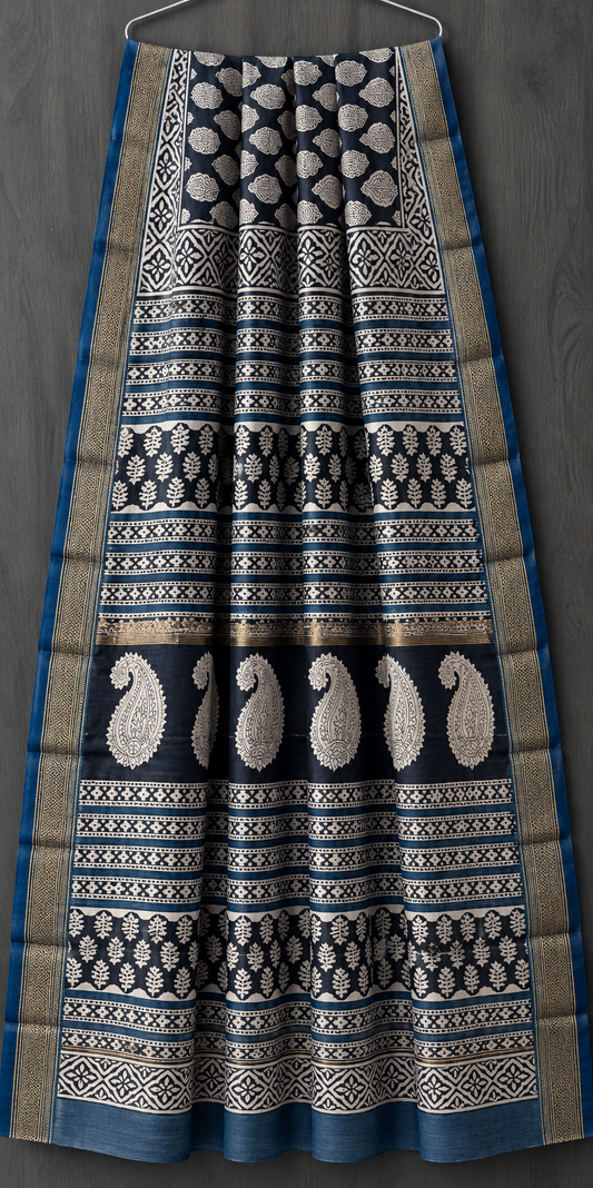 Premium Bagru Print Maheshwari Silk Saree (BSMS01)
