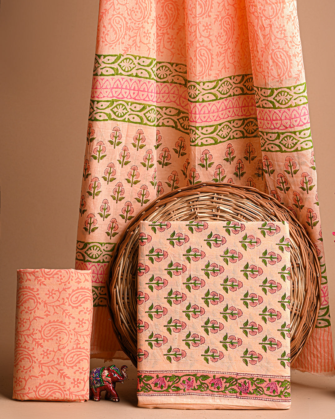 Premium Peach Hand Block Printed Cotton Suit With Cotton Duptta CFCOTMU25