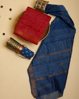 Discharge Printed Maheshwari Silk Suit With Maheshwari Dupatta CFMAHMA24
