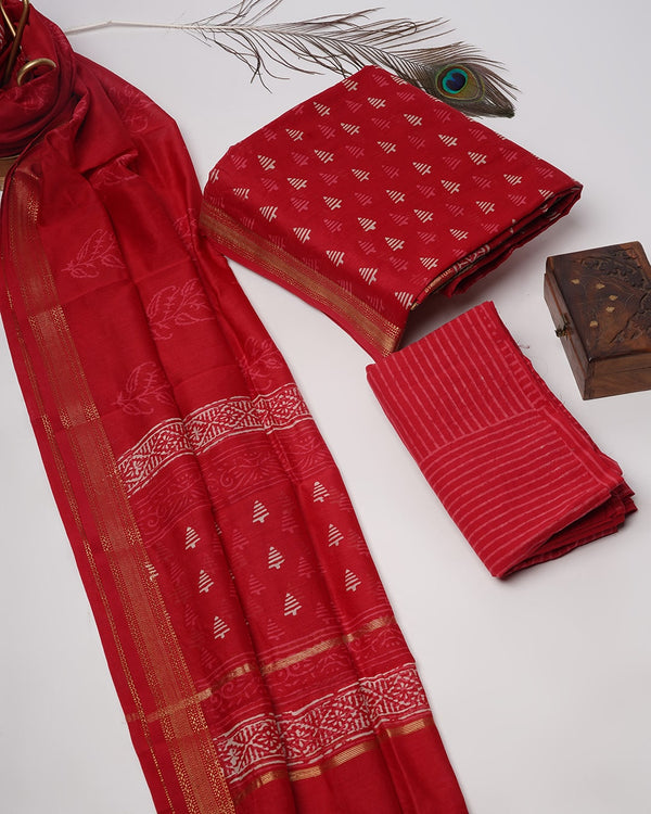 Discharge Print Maheshwari Silk Suit With Maheshwari Dupatta CFMAHMA19