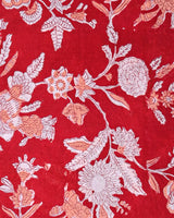 Sanganeri Red Floral Hand Block Print Cotton Suit Sets With Cotton Dupatta COCOTMU08