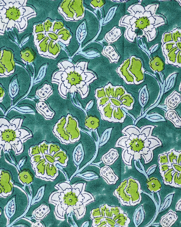 Elegant Green Sanganeri Hand Block Print Cotton Suit Sets With Cotton Dupatta COCOTMU01