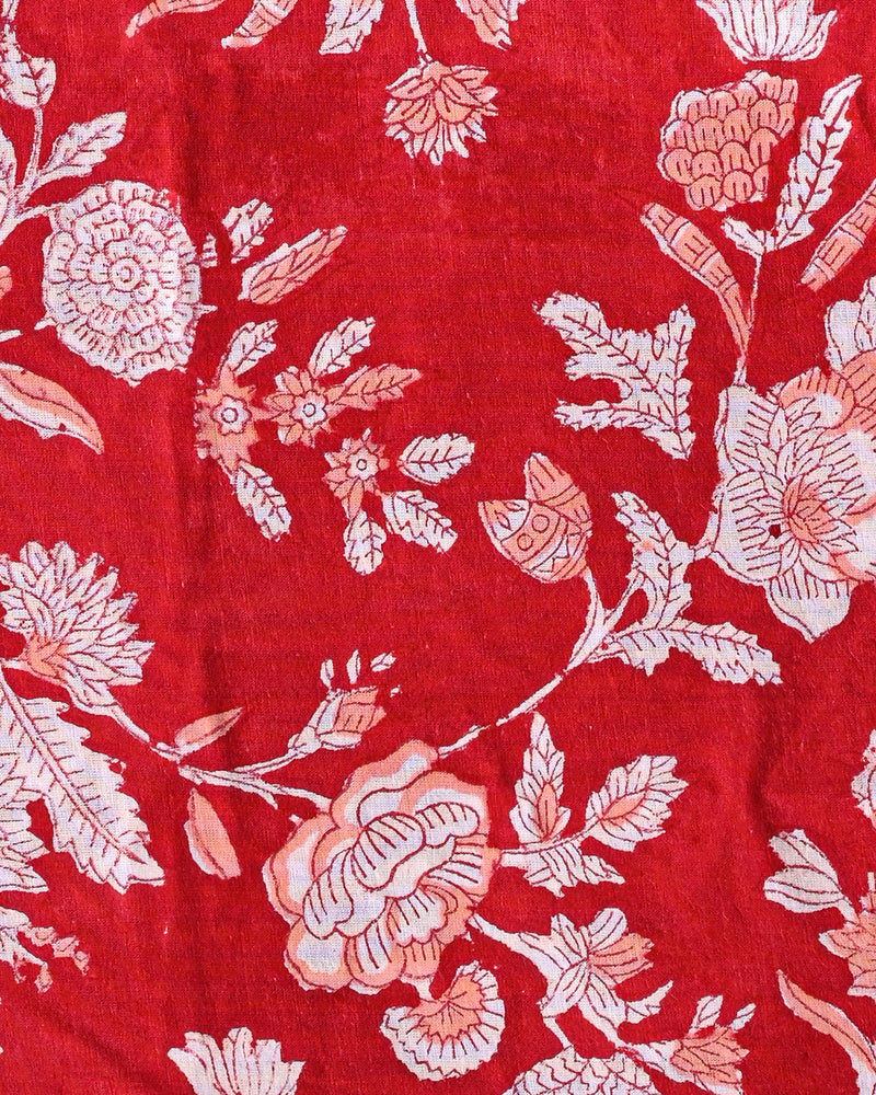 Sanganeri Red and White Cotton Suit