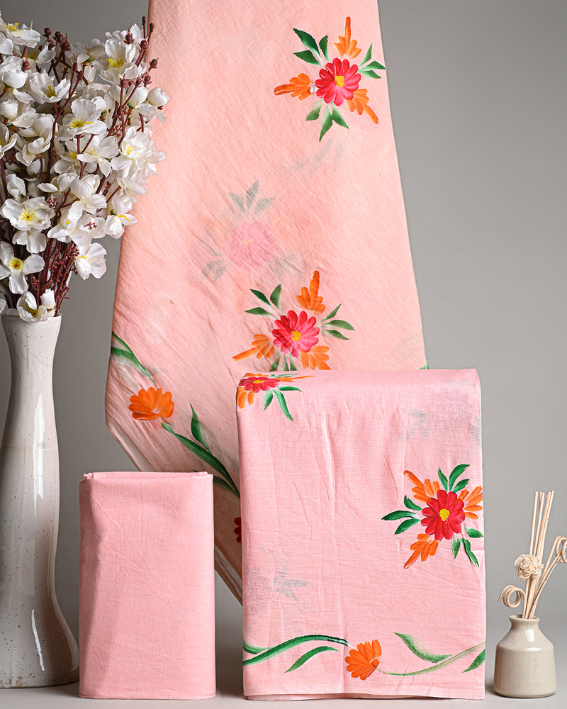 Hand Block Print Cotton Suit Sets With Cotton Dupatta  COCOTMU07
