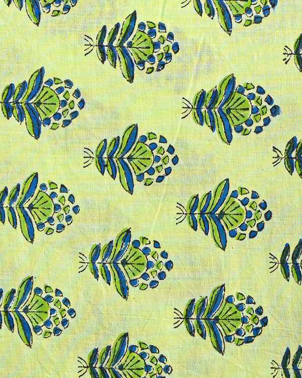 Sanganeri Green Hand Block Print Cotton Suit Sets With Cotton Dupatta  COCOTMU15