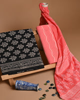 Traditional Hand Block Print Cotton Sets With Chiffon Dupatta COCOTCH07