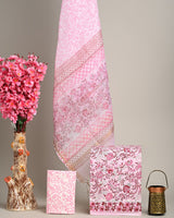 Exclusive Pink Hand Block Print Cotton Suit With Kota Dupatta COCOTKO01