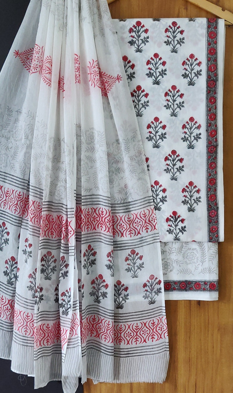 Exclusive Floral Jaal Printed Cotton Suit With Cotton  Dupatta COCOTMU03