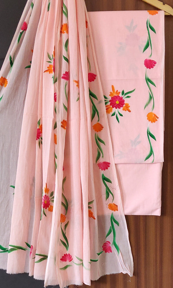 New Pink Premium Hand Block Printed Cotton Suit With Cotton Duptta COCOTMU07