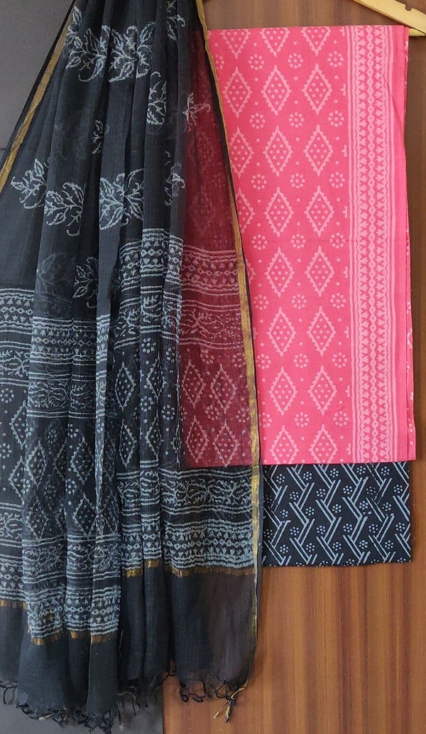 Traditional Black and Red  Hand Block Print Cotton Sets With Kota Dupatta COCOTKO04